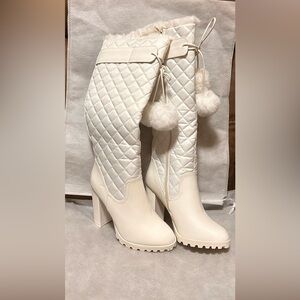 Chic White Quilted Women's Winter Boots